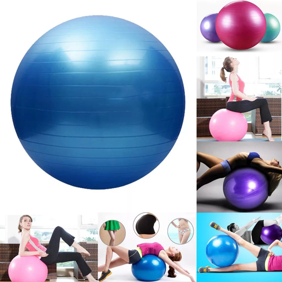 Bóng tập Yoga 75cm + Tặng kèm dụng cụ bơm bóng Yoga (Màu ngẫu nhiên)