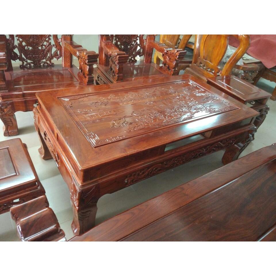 Bộ Bàn Ghế Nghê Đỉnh Tay Khuỳnh Gỗ Hương Vân