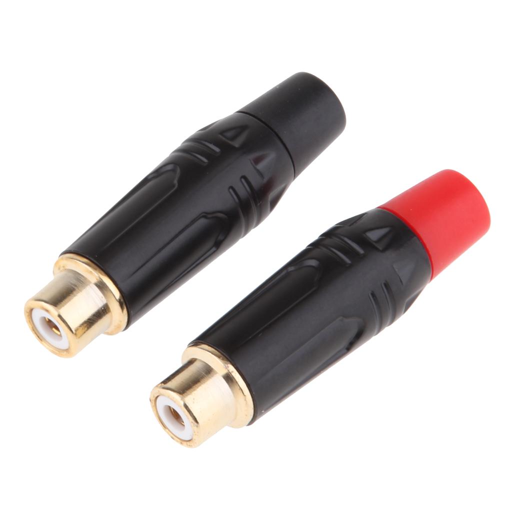 Gold Plated RCA Male+Female Plug Adapter Audio Cable Connector Speaker Plug