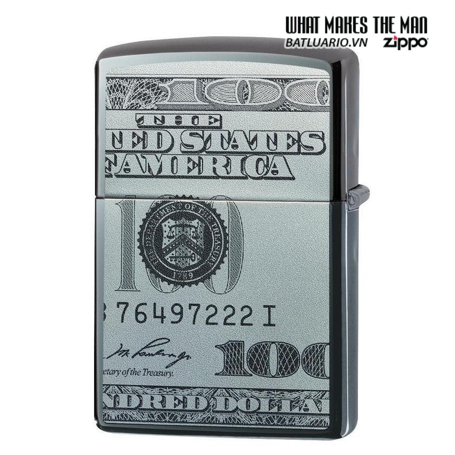 Bật Lửa Zippo 49025 – Zippo Hundred Dollar Bill Black Ice