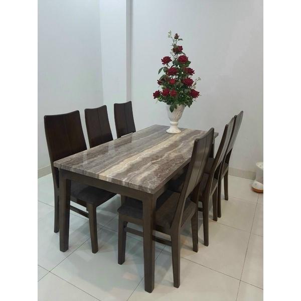 bàn ăn gỗ sồi mặt đá