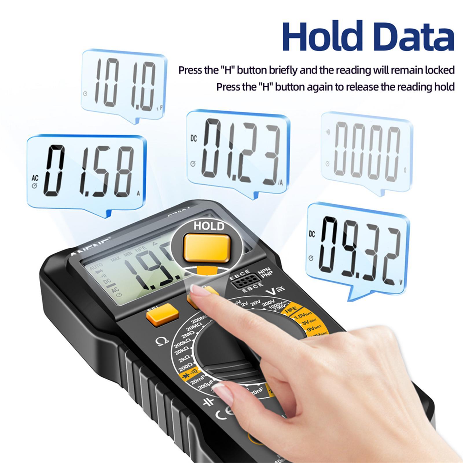 Electrical Multimeter Electrician Tool Multifunction Pocket DC Current Wide Measuring Continuity Capitance Voltage Meter Voltage Tester