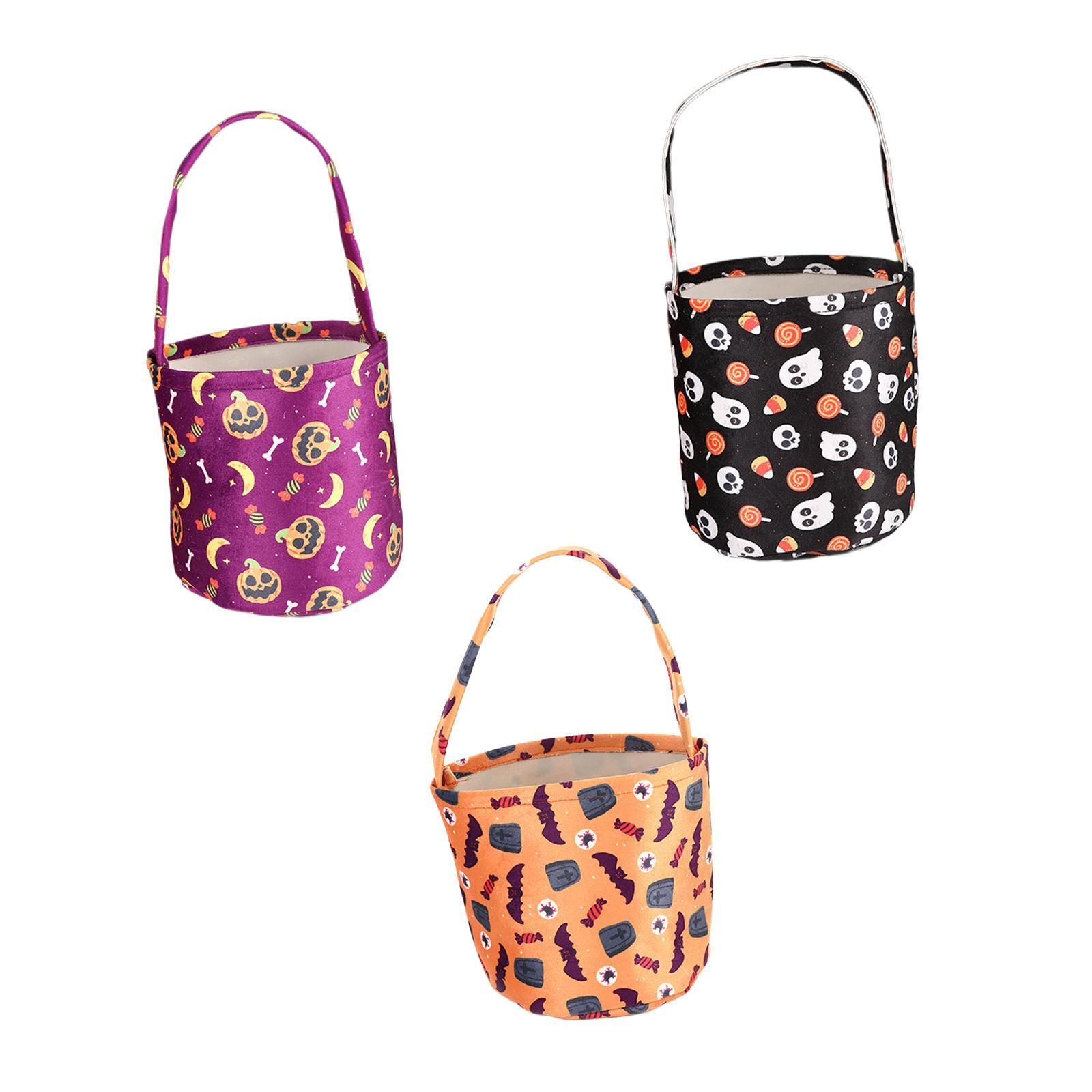 3x Halloween Party Candy Bag, Candy Bucket, Portable Candy Tote Bucket, Halloween Bags Decor