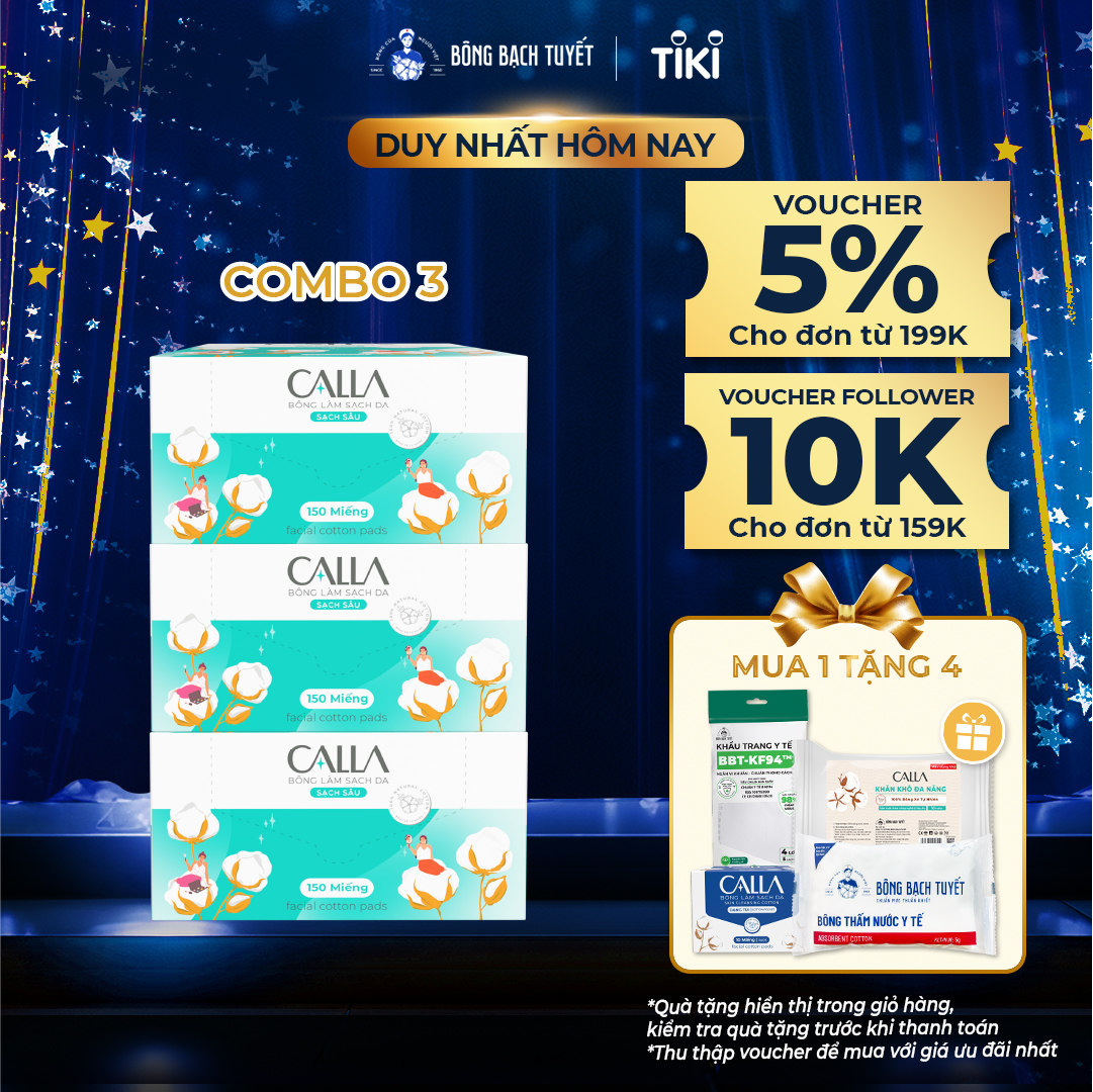 Combo 3 Hộp Bông tẩy trang làm sạch da Bông Bạch Tuyết Calla Sạch Sâu
