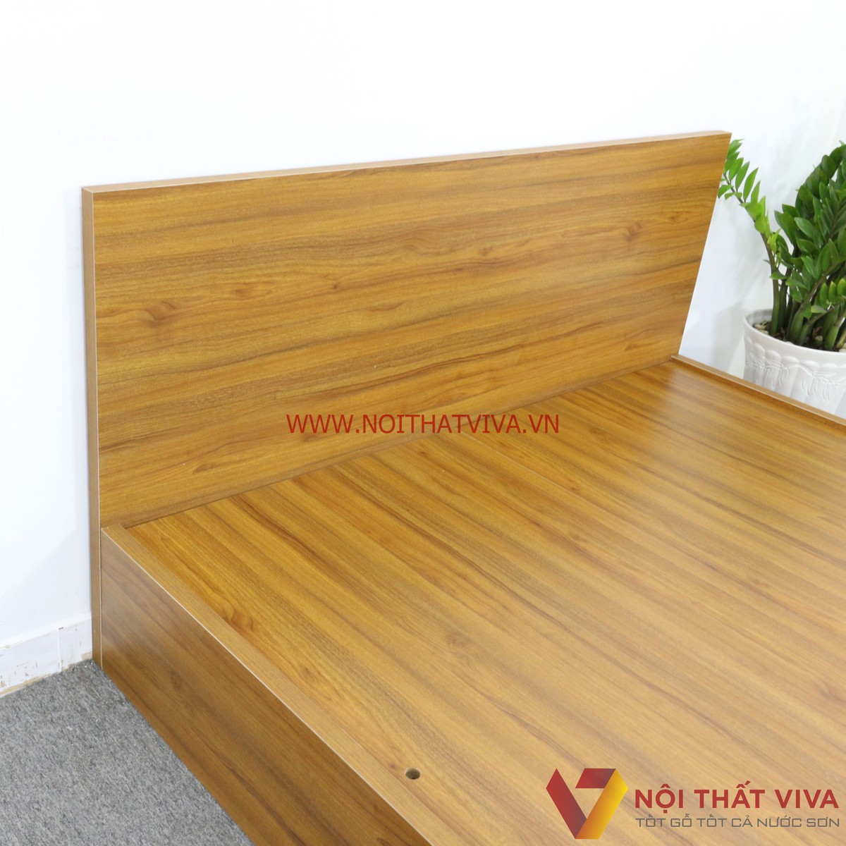 Giường Ngủ Gỗ MDF Melamine Màu Vàng Vân Gỗ Đẹp Giá Rẻ