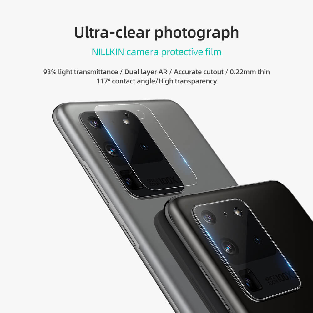 Bộ 2 miếng dán kính cường lực camera cho Samsung Galaxy S20 Ultra mỏng 0.22mm hiệu Nillkin InvisiFilm độ cứng 9H chống vân tay không ảnh hưởng chất lượng ảnh chụp - hàng nhập khẩu