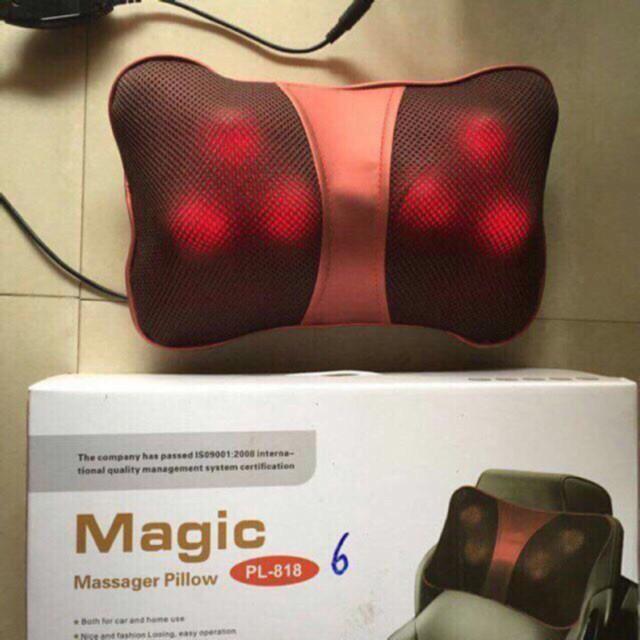 Gối Massage Hồng Ngoại 6 Bi Magic Pillow PL-818 thế hệ mới  T-11410