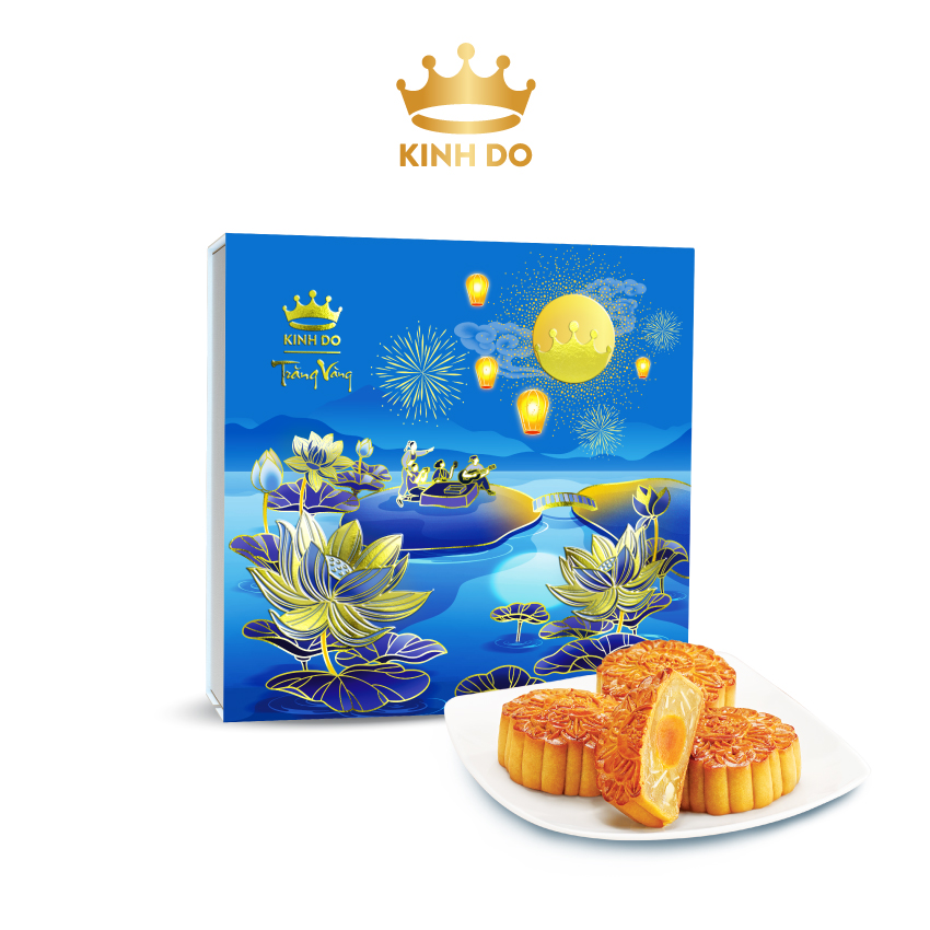 Hộp bánh trung thu Kinh Đô cao cấp - Trăng Vàng Hồng Ngọc An Bình (4 Bánh x 160gr)