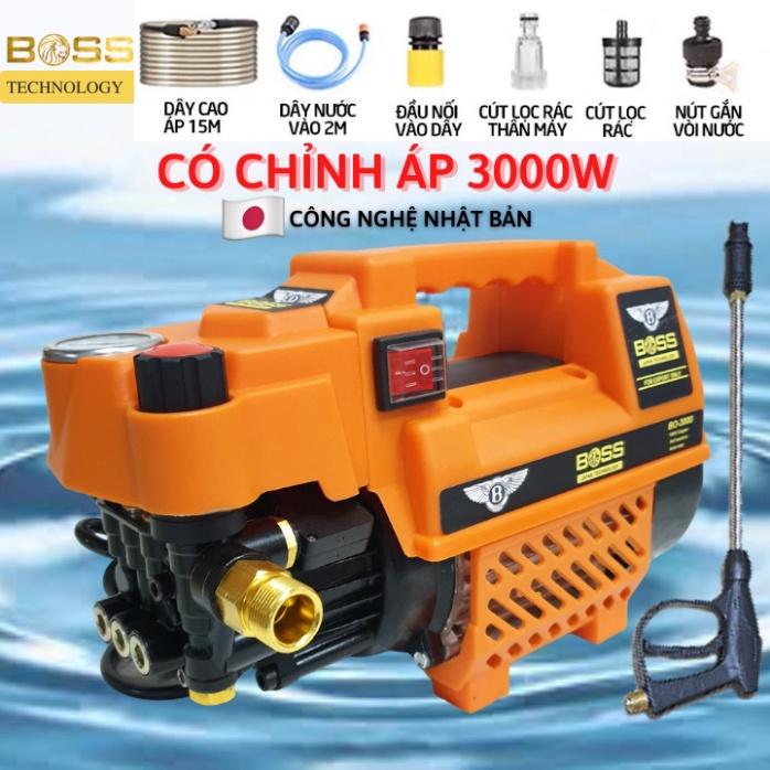 Máy rửa xe mini áp suất cao - Có chỉnh áp tặng kèm bình bọt và dây 15m ...