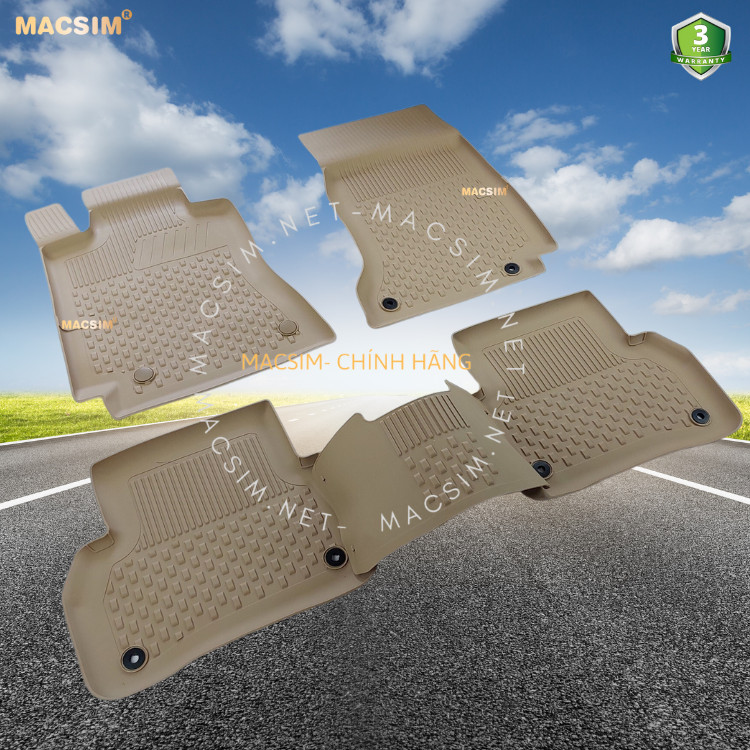 Thảm lót sàn ô tô nhựa TPE Silicon Mercedes C Series W205 2014-2020 Beige Nhãn hiệu Macsim