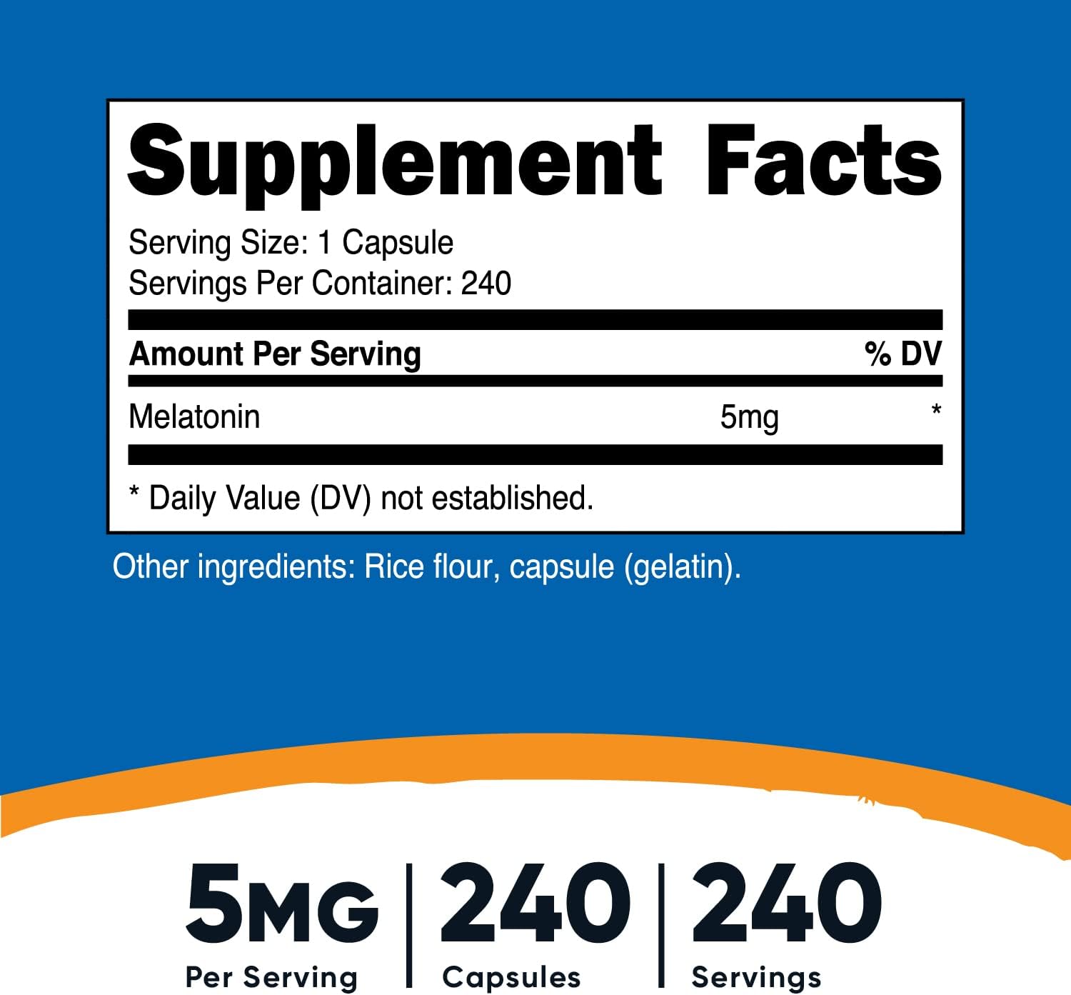 Nutricost Melatonin 5mg (240 Viên) - Giảm Mệt Mỏi, Căng Thẳng Khi Tập Luyện, Cải Thiện Giấc ngủ