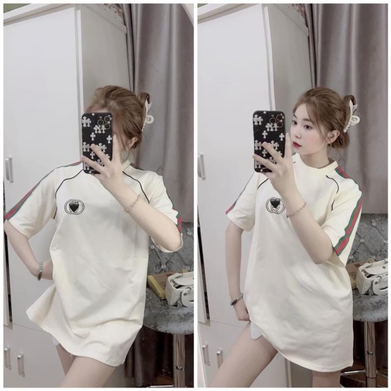 Áo Phông Unisex Tay Lỡ Logo CG Ngực Viền Tay Form Rộng Chất Cotton Khô Thoáng Mát