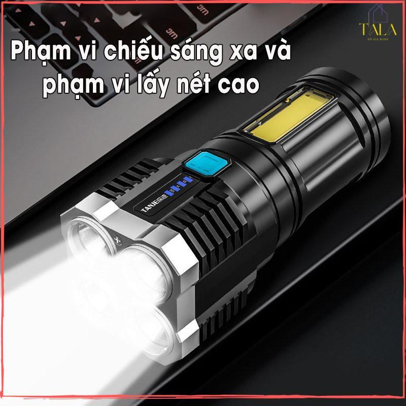 Đèn Pin Cầm Tay Siêu Sáng Chiếu Xa - Gồm 4 Chế Độ Sáng Công Suất 10W, Pin Sạc Tiện Lợi - Chống Thấm Nước IPX4