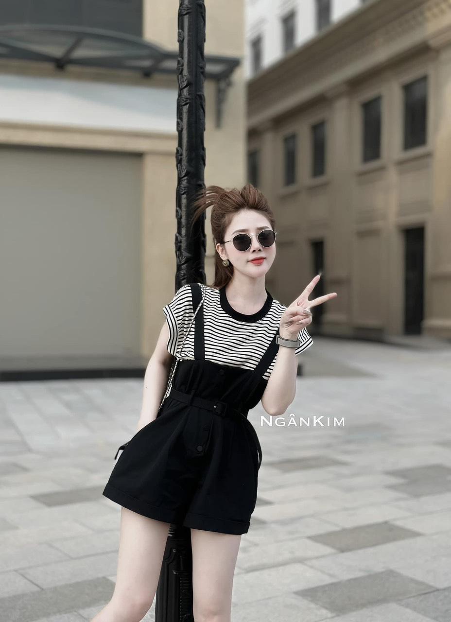 SET ĐI CHƠI, SET 2 MÓN ÁO THUN SỌC PHỐI YẾM KẺ KÈM ĐAI CỰC HOT