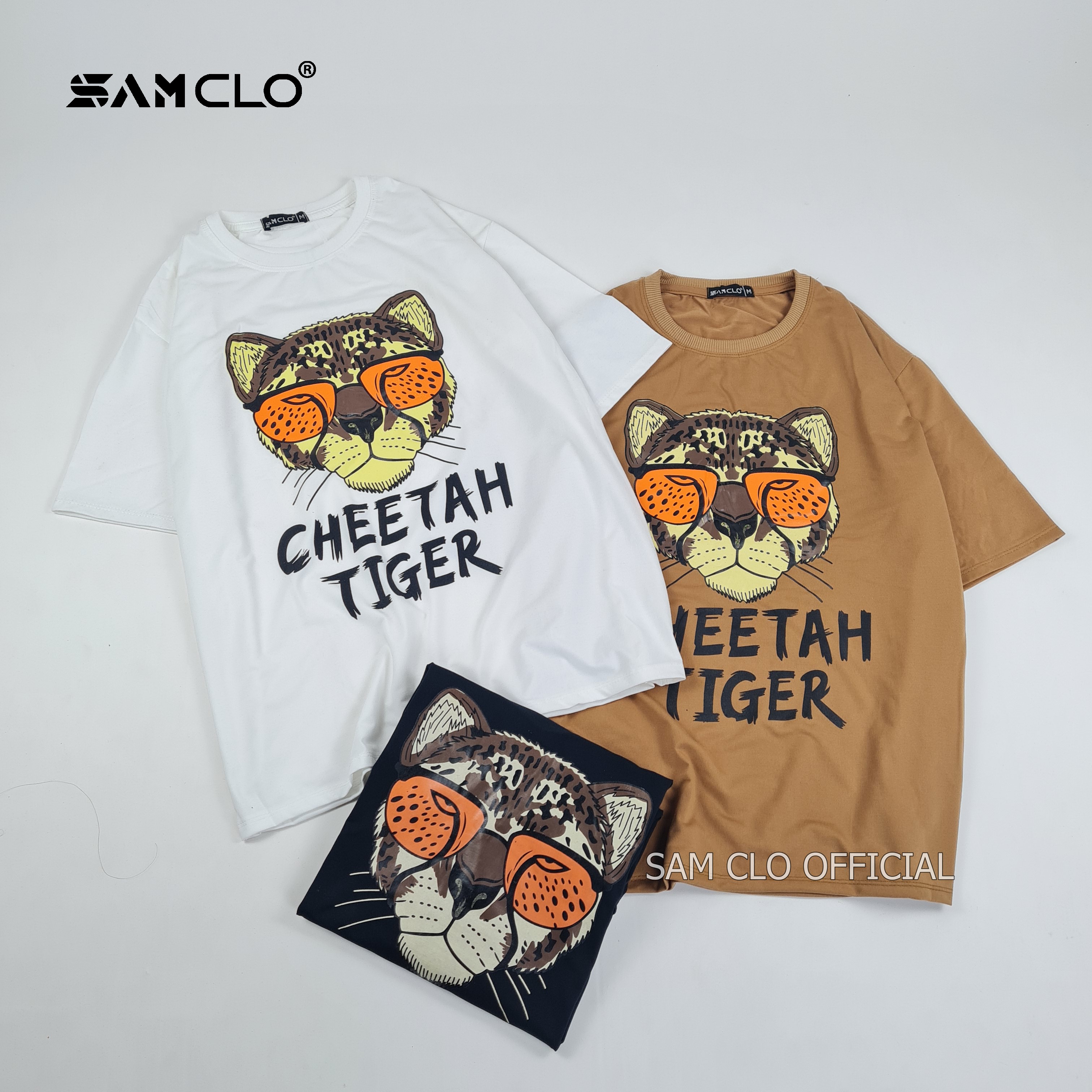 Áo thun tay lỡ nam nữ SAM CLO phông form rộng dáng Unisex, mặc lớp, nhóm, couple in hình ĐẦU CỌP chữ TIGER