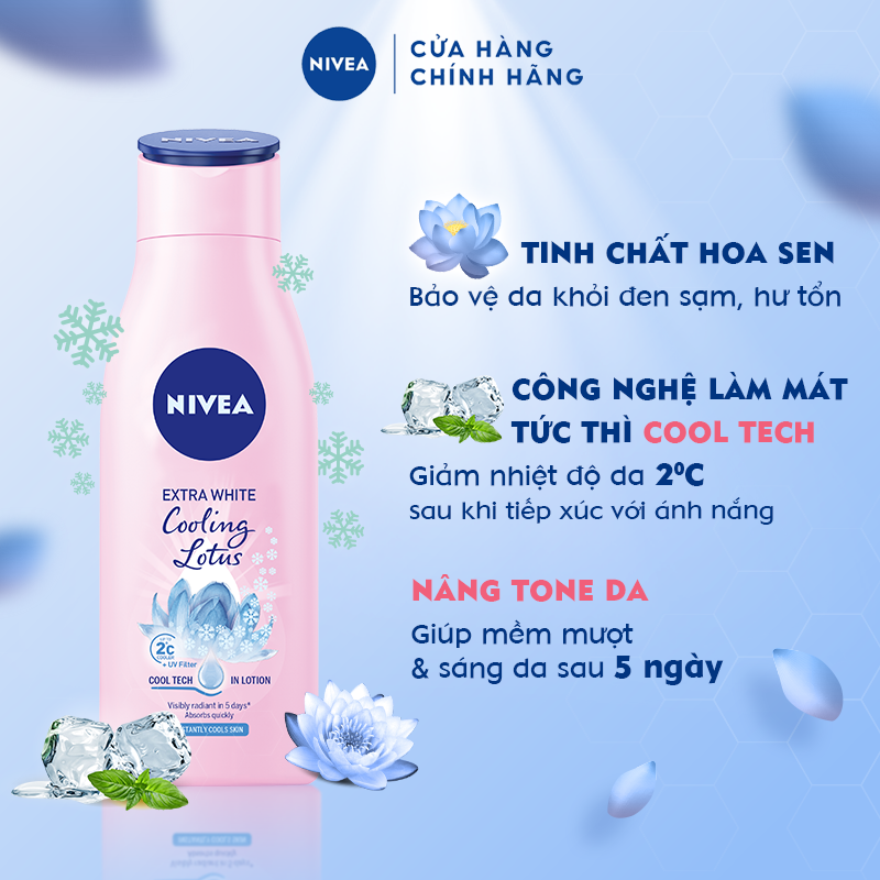 Sữa Dưỡng Thể Dưỡng Trắng Dịu Mát Nivea Cooling Lotus