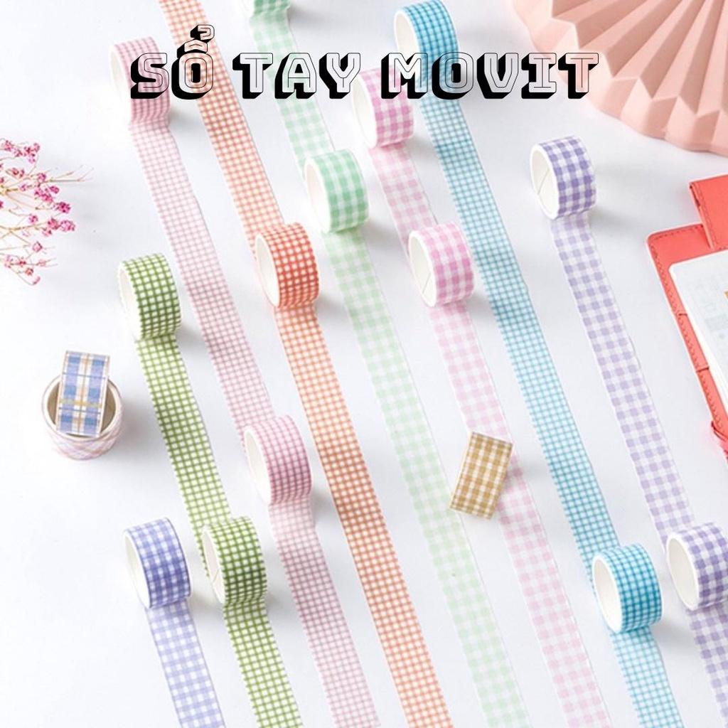 Set 4 cuộn băng keo washi tape hình caro trang trí sổ