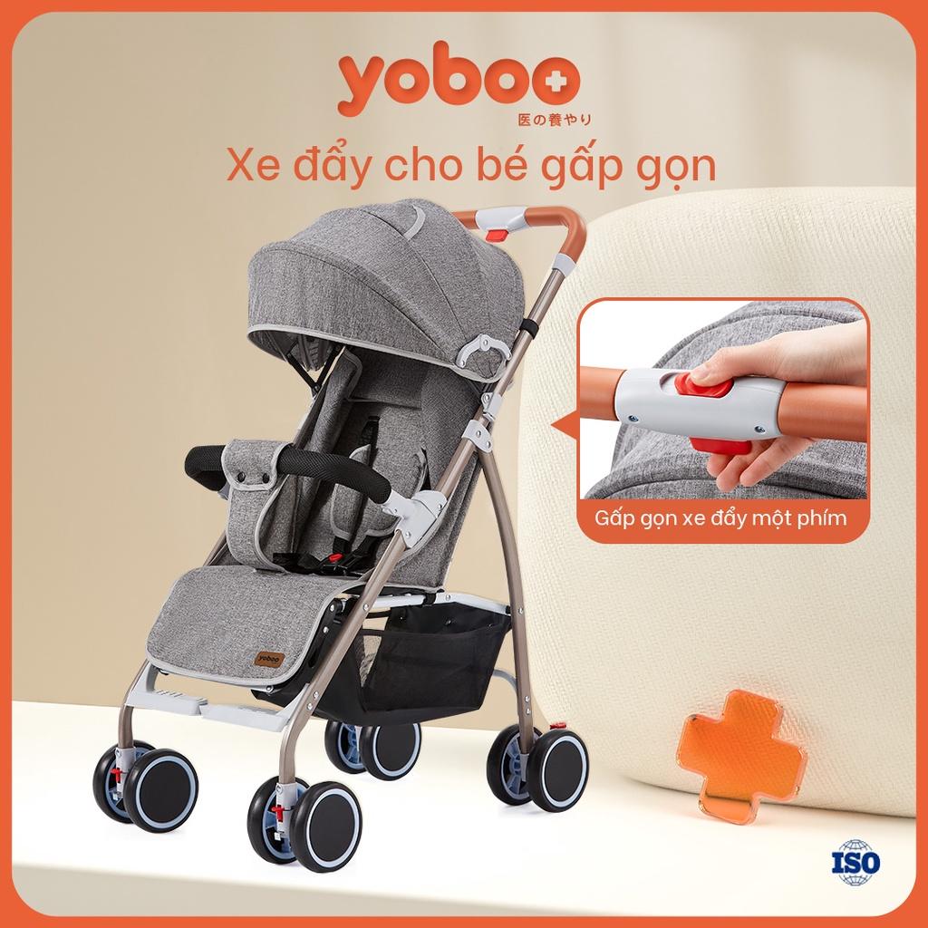 Xe đẩy gấp gọn cho bé Yoboo YB-0067 bánh xe có phanh, tựa lưng chống gù điều chỉnh nhiều góc độ - Hàng chính hãng