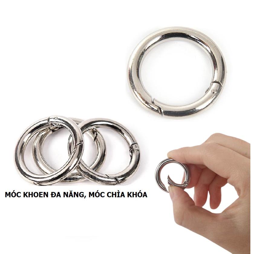Set 3 Vòng Khoen Tròn Nhỏ, Móc Khuyên Chùm Khóa Trơn Kim Loại Màu Bạc, Móc Chùm Chìa Khóa, Móc Đa Năng - TakyHome  5070