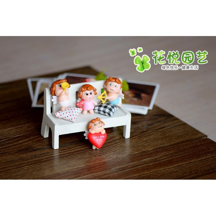Combo mô hình 04 thần tình yêu Cupid trang trí tiểu cảnh, móc chìa khóa, DIY