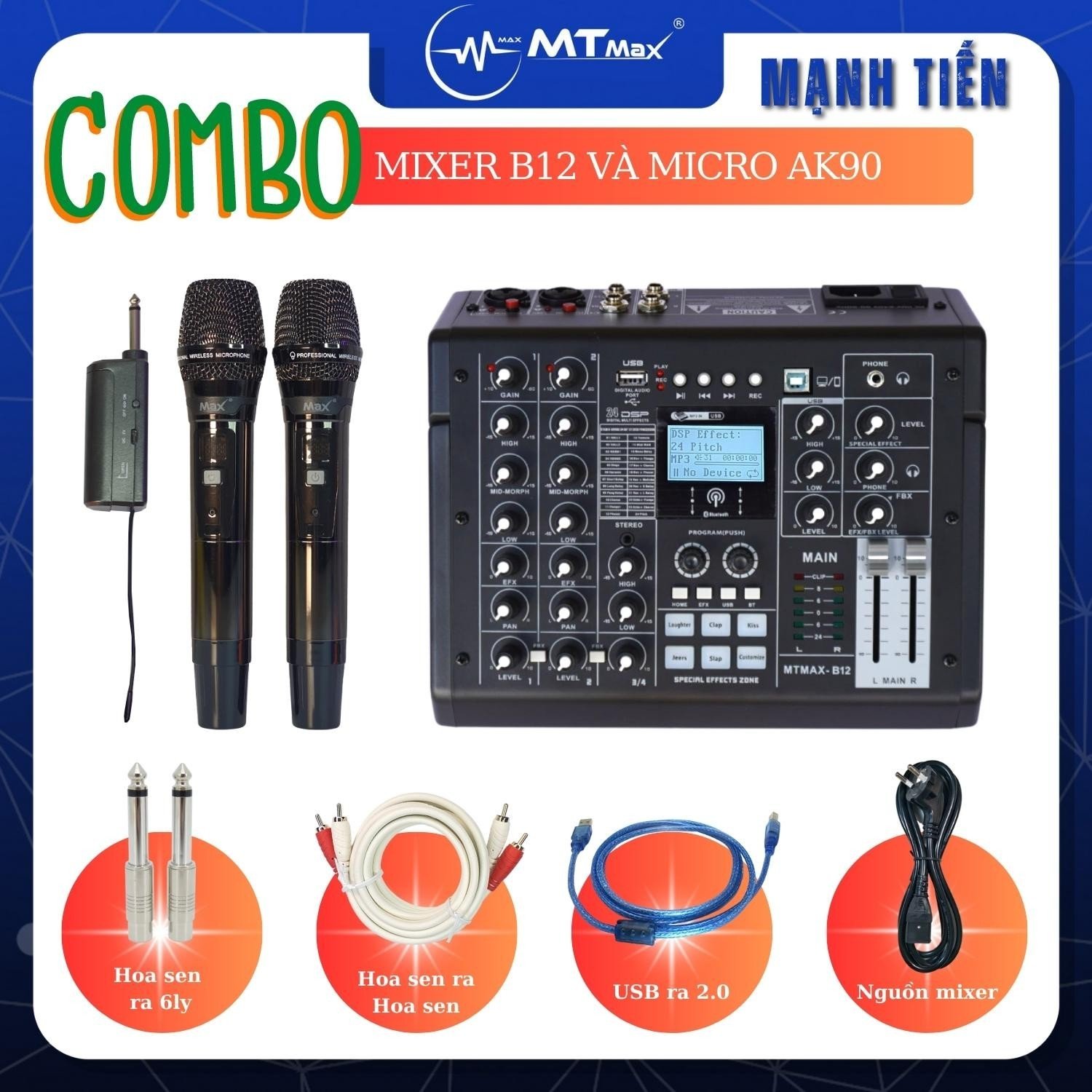 Mixer F4 Pro - Tích hợp vang số 16 chế độ vang- Chuyển đổi thành soundcard livestream karaoke Vừa Thu Âm Vừa Hát Ra Loa Hàng Chính Hãng