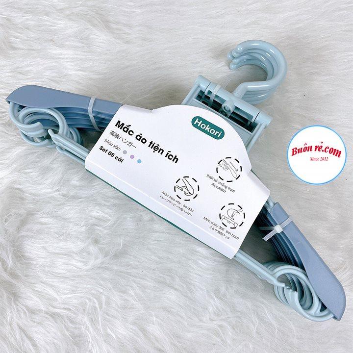 Set 10 MÓC  treo quần áo người lớn Hokori cao cấp GIÁ SỐC  nhựa Việt Nhật -Mắc nhũ treo quần áo, móc phơi đồ- 2832