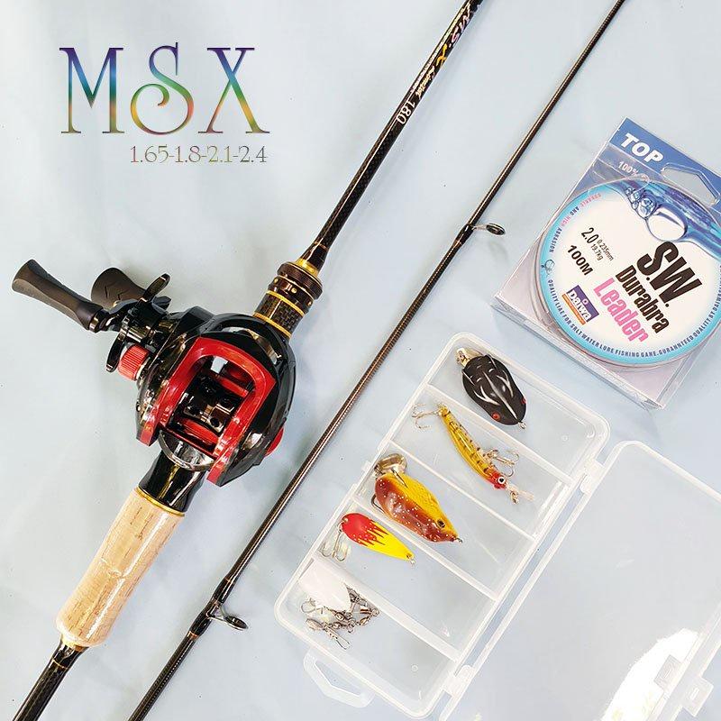 Bộ Cần Câu Cần Lure Carbon, Cần Câu Máy Ngang MSX Tặng Dây Câu Và Hộp Mồi