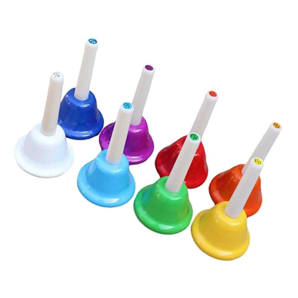 Colorful Hand Percussion Bells 8 Note Diatonic Metal Hand Bell  for Kids