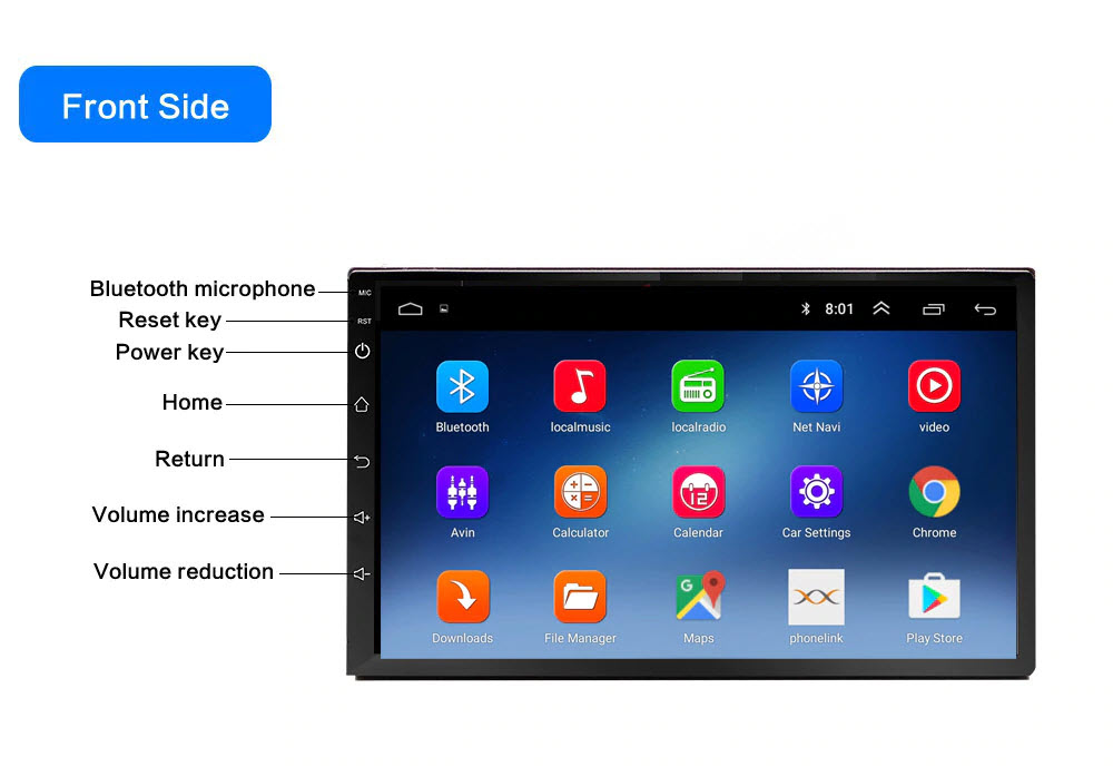 Màn hình cảm ứng LCD Full HD 1080 Android 8.1 7 inch RAM 1Gb ROM 16Gb có tiếng Việt lắp cho các dòng xe Toytota, Nissan, Kia, Hyundai - Tích hợp Bluetooth, Wifi, module GPS và Camera lùi dài 6m AnZ