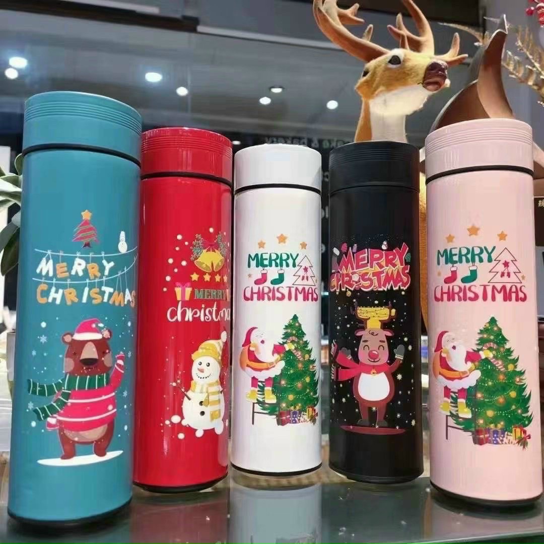 Bình giữ nhiệt 500ml có lõi lọc trà hoạ tiết noel ( giao màu ngẫu nhiên )