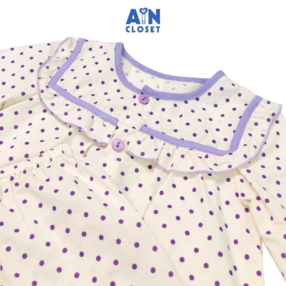 Bộ quần áo dài bé gái họa tiết Bi tím cotton - AICDBGKKYTXB - AIN Closet