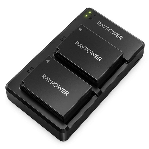 Bộ 2 Pin + Sạc Đôi RAVPower RP-BC029 Canon LP-E12 Cho Canon EOS M10, EOS M6, EOS M50, EOS M100, EOS M200, EOS 100D, EOS 200D, EOS 250D