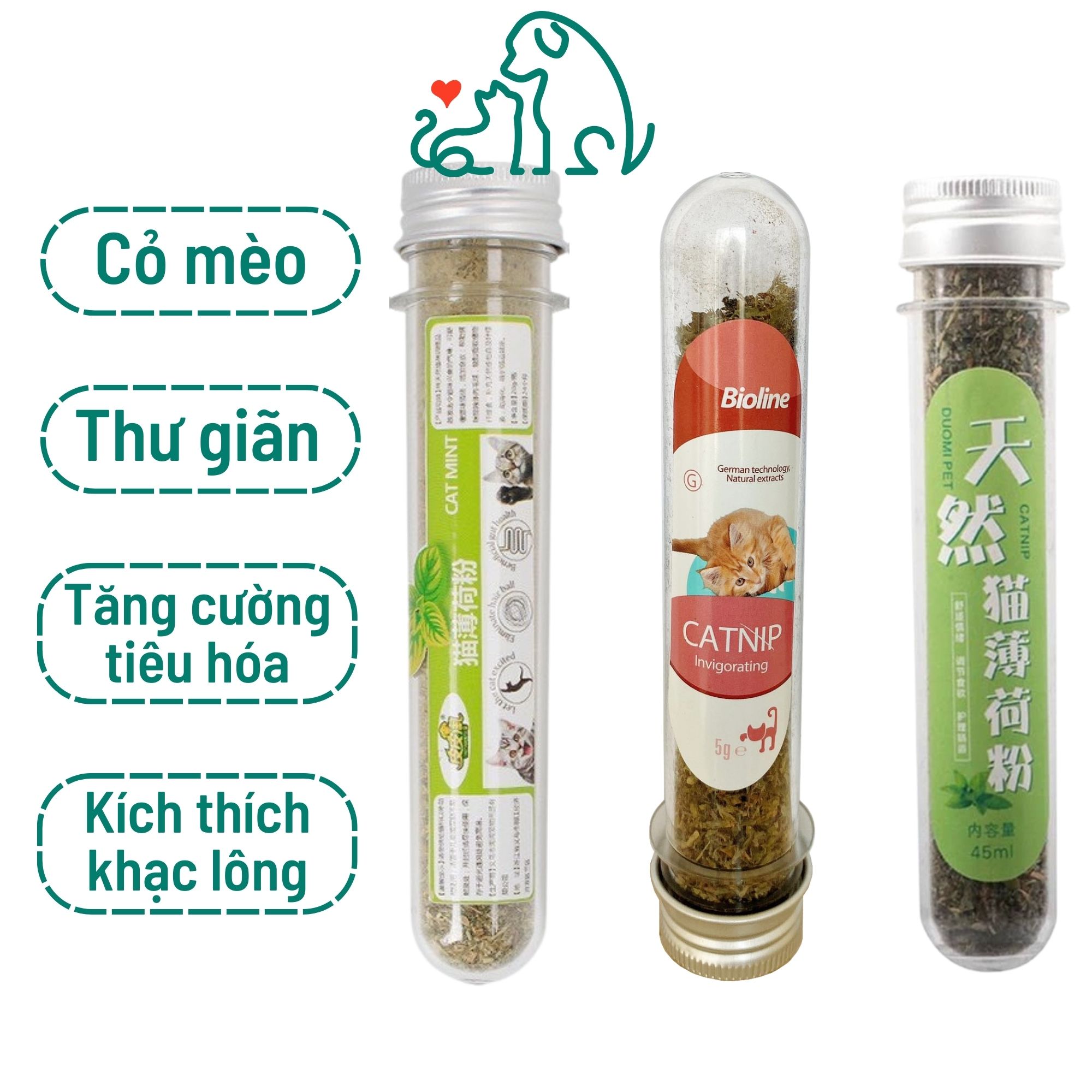 Ống cỏ mèo khô Catnip Bioline hương bạc hà giúp thư giãn, giảm stress