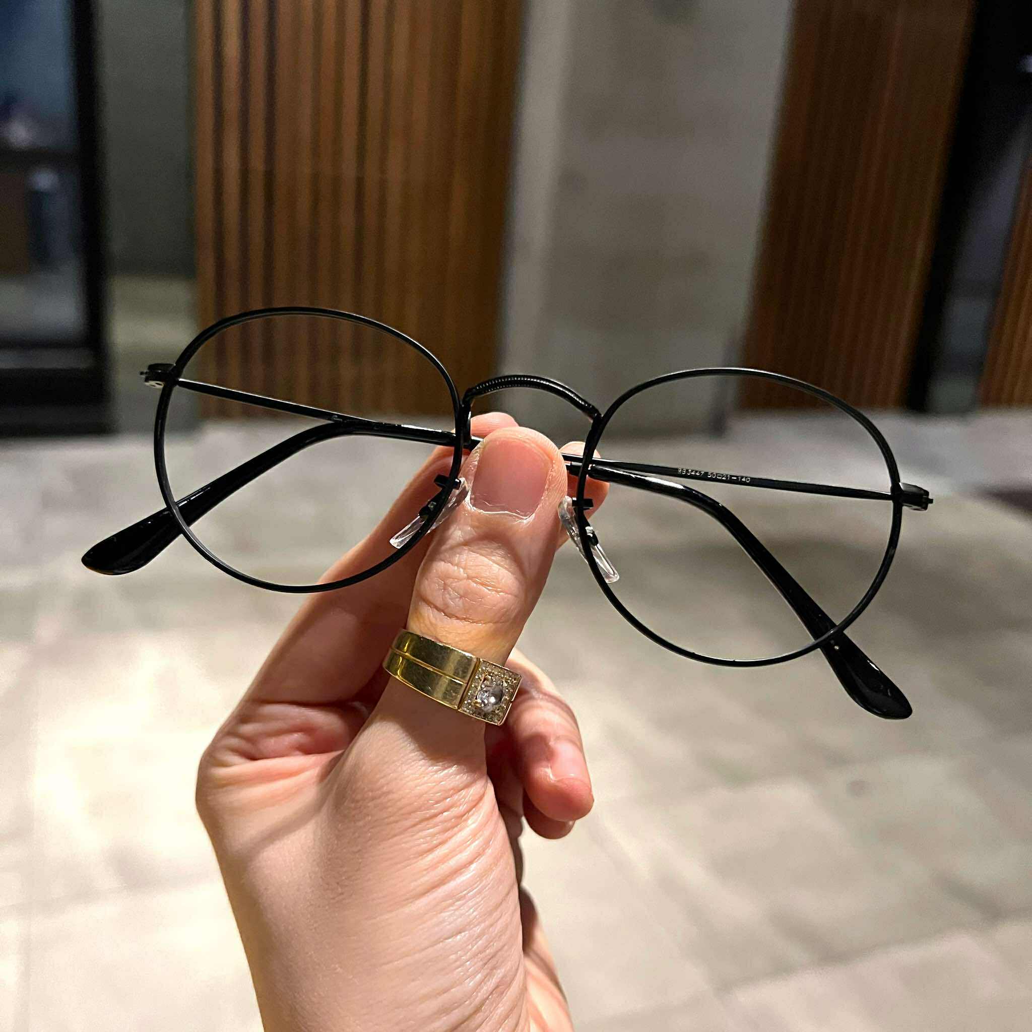 (Hàng cao cấp) Kính thời trang Mắt tròn nhỏ kim loại màu đen