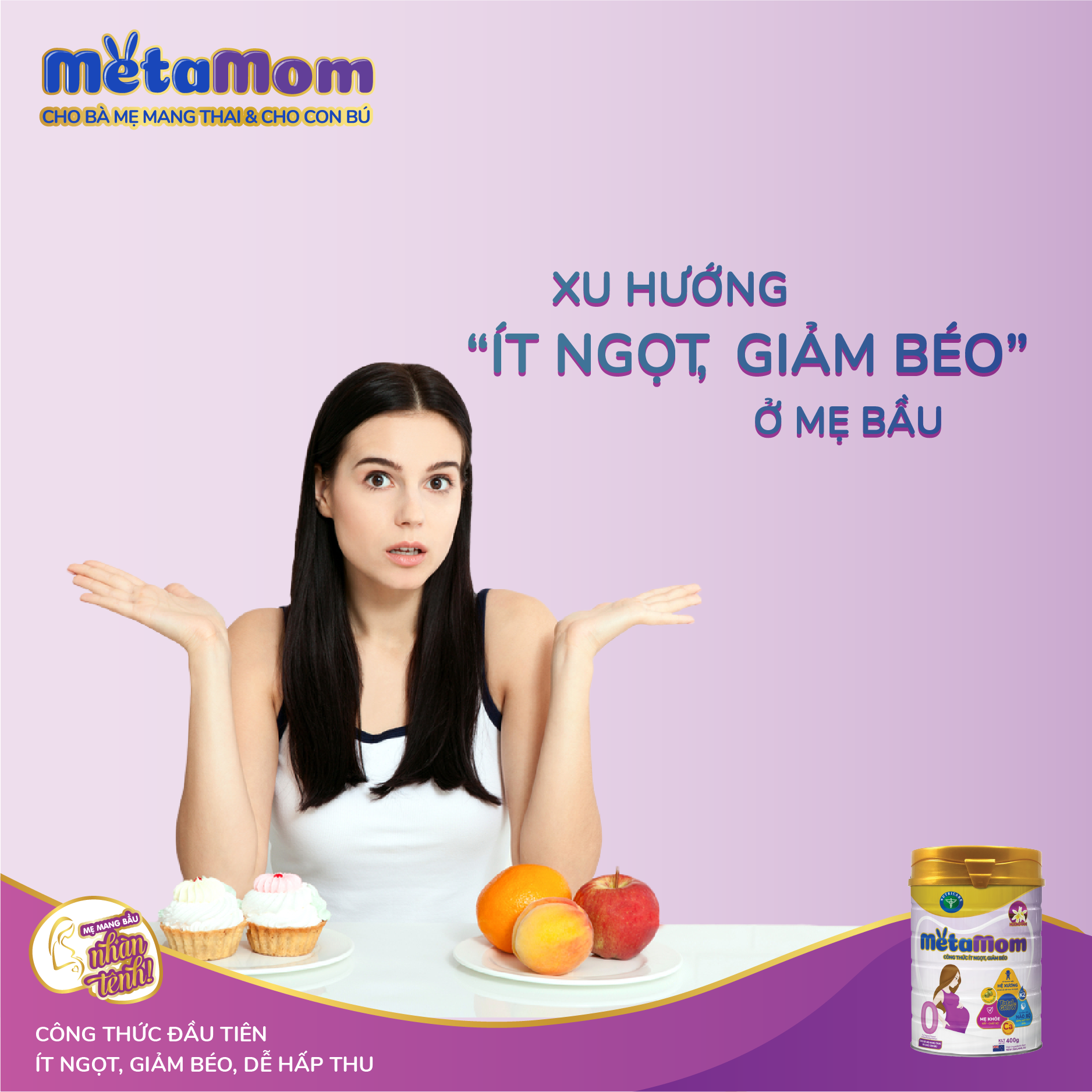 Sữa bột MetaMom 3 hương vị dành cho phụ nữ mang thai và cho con bú (900gr)