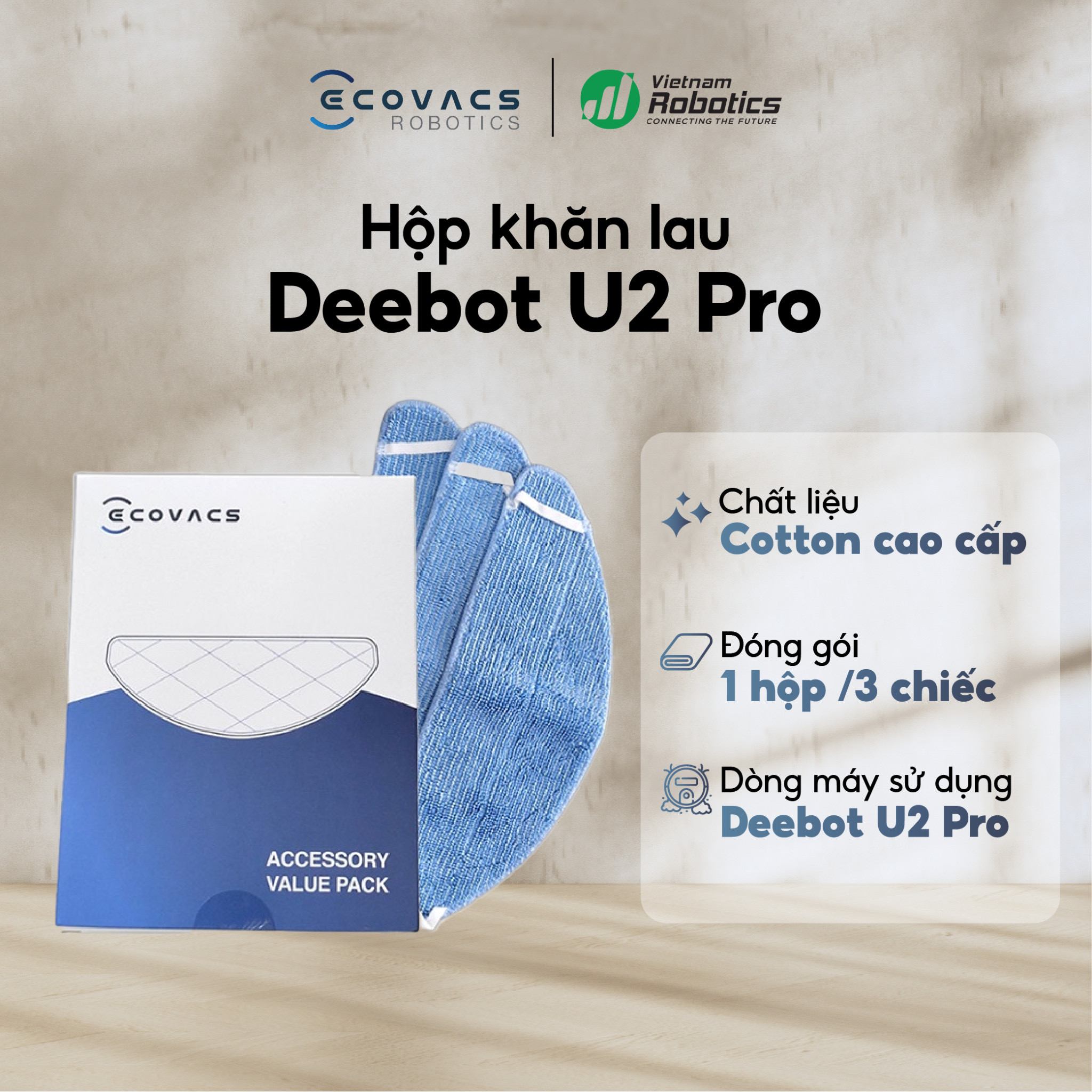 Hộp khăn lau Ecovacs Deebot U2 Pro - Hàng Chính Hãng