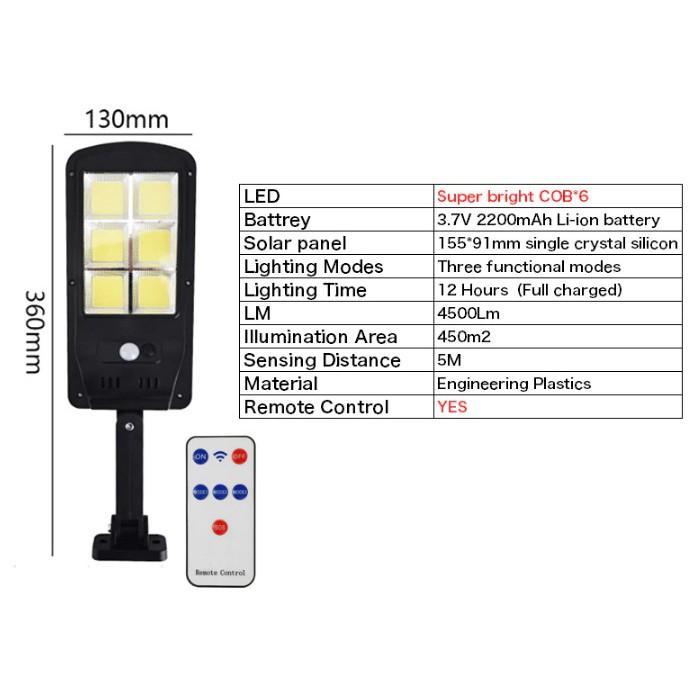 Đèn led cob 120 led năng lượng mặt trời liền thể cảm biến chuyển động