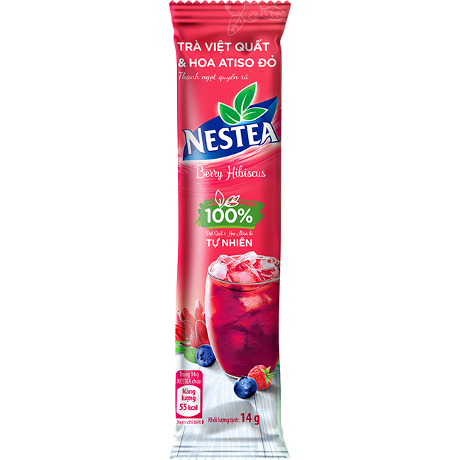 Trà NESTEA vị Việt Quất &amp; Hoa Atiso Đỏ (Hộp 10 gói x 14g)