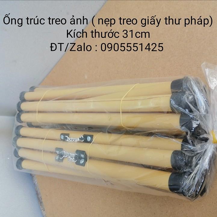 Bộ gồm 10 bó ống trúc treo ảnh, nẹp treo giấy thư pháp