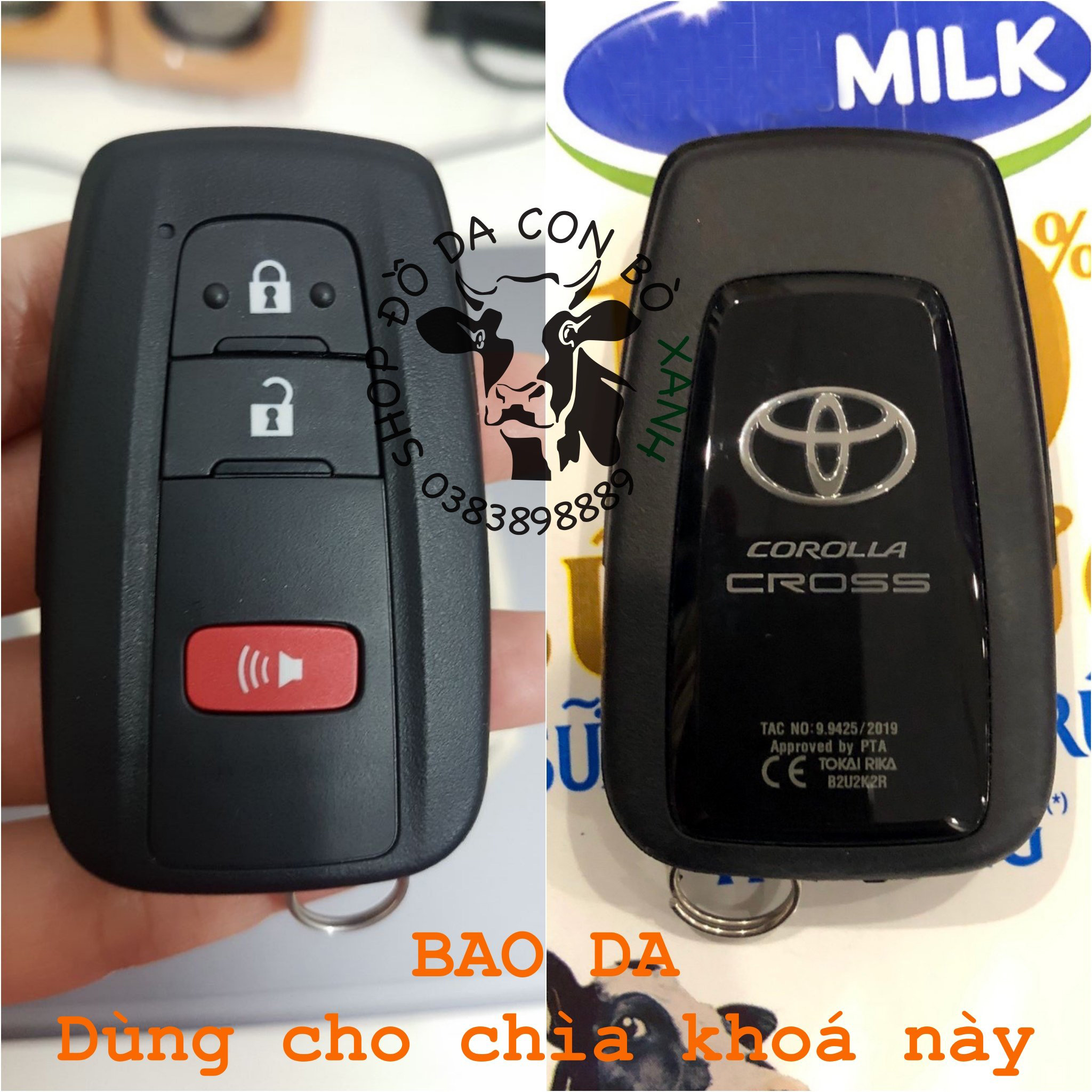 Bao da dành cho chìa khoá Toyota Corolla Cross handmade da thật 010