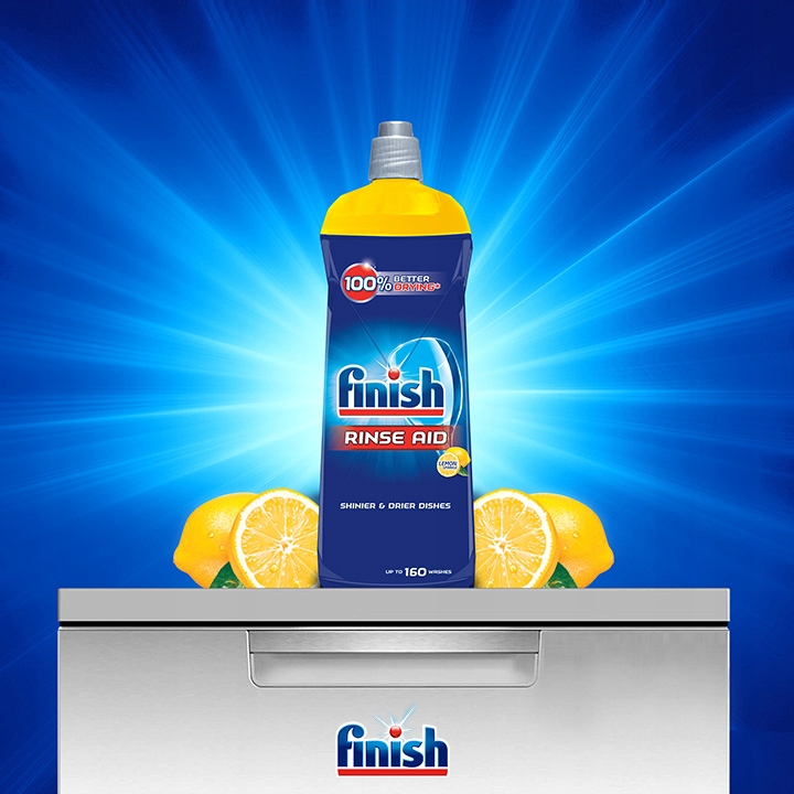 Nước làm bóng và khô chén, đĩa Finish Dishwasher Shine & Dry Lemon 800ml PTT004996 - hương chanh