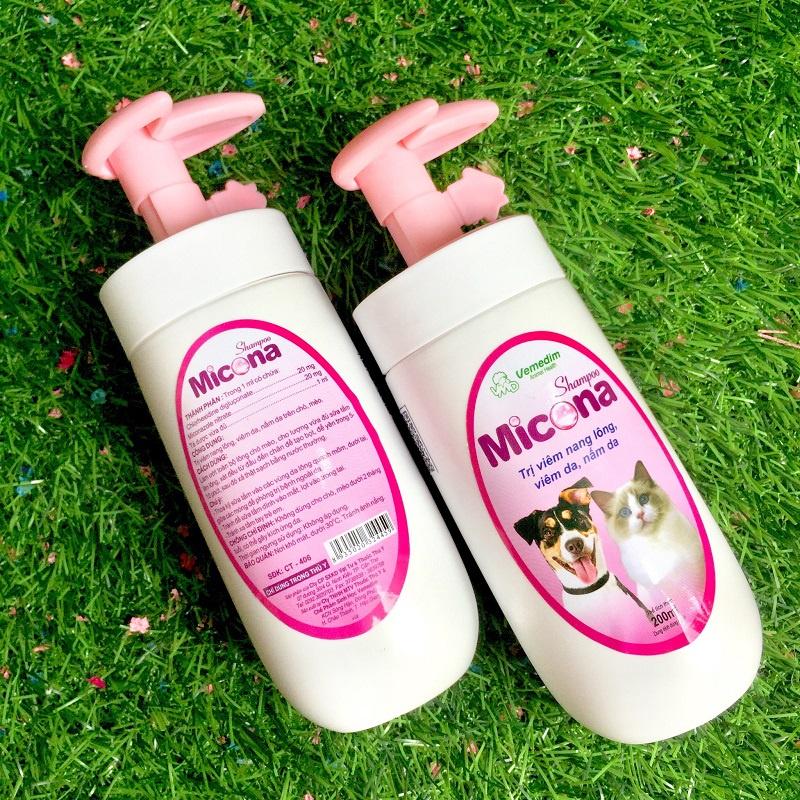 Sữa tắm Micona Shampoo phòng viêm nang lông, trị nấm da hiệu quả cho chó mèo 200ml