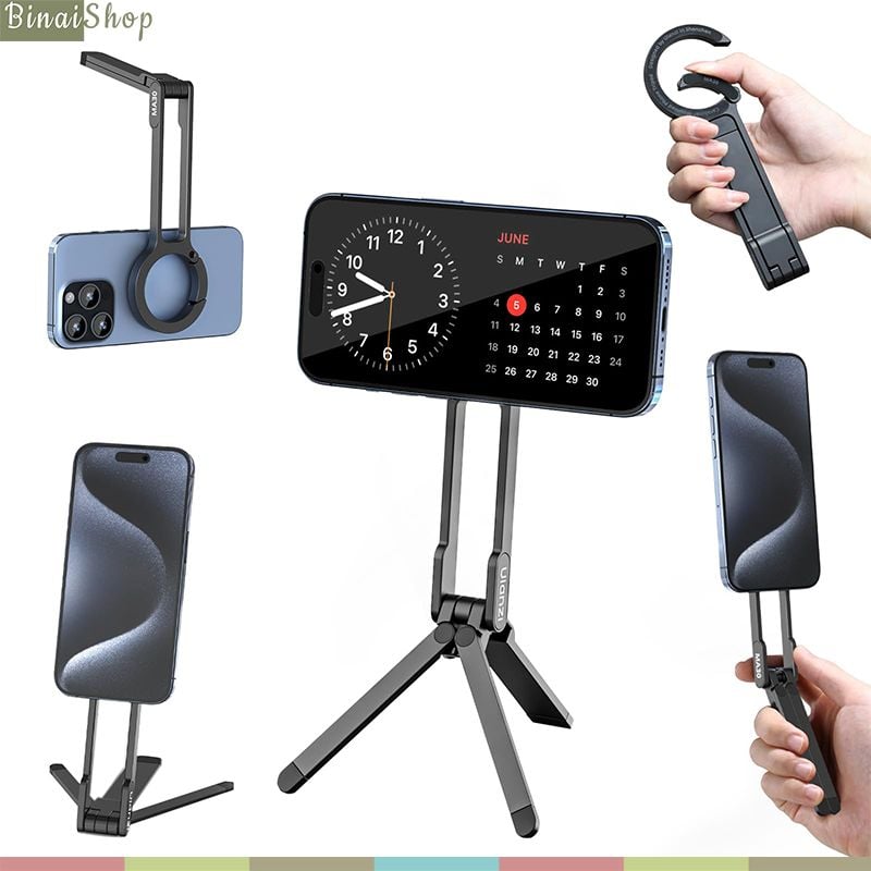 Ulanzi MA30 - Tripod Mini MagSafe Tích Hợp Móc Carabiner, Xoay Ngang Dọc, Điều Chỉnh Góc Linh Hoạt Dành Cho Điện Thoại - Hàng Chính Hãng