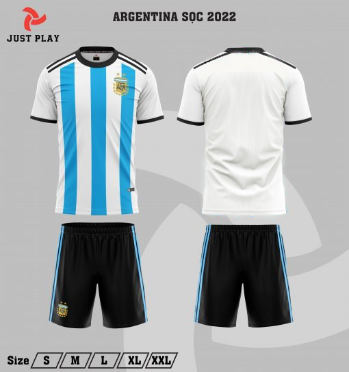 [Siêu SALE] Có in tên số / Bộ Quần Áo Argentina World Cup 2022 2023 Trắng Sọc Xanh, Tím - Chất Thun, WC 2022/ 2023 đá banh, áo bóng đá Nam Nữ - Tùy chọn