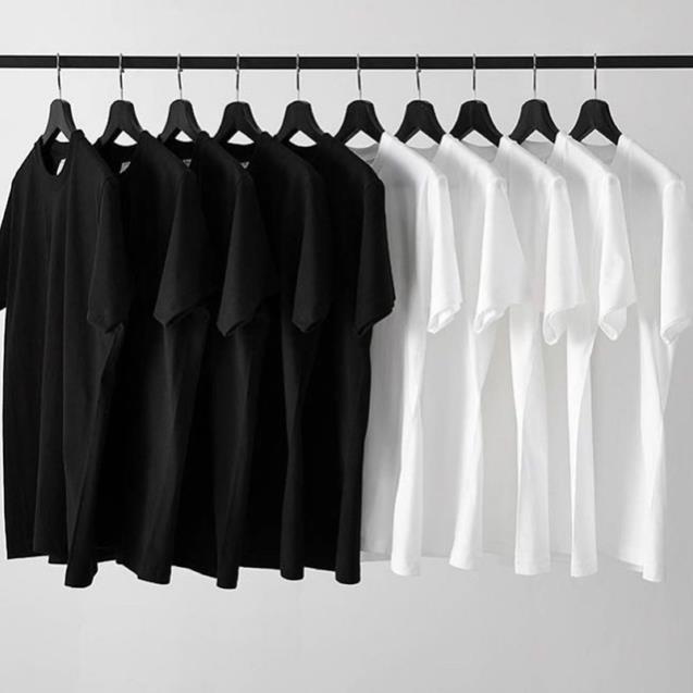 ÁO THUN NAM TRƠN TRẮNG ĐEN CHẤT DÀY DẶN cotton 100% cao cấp