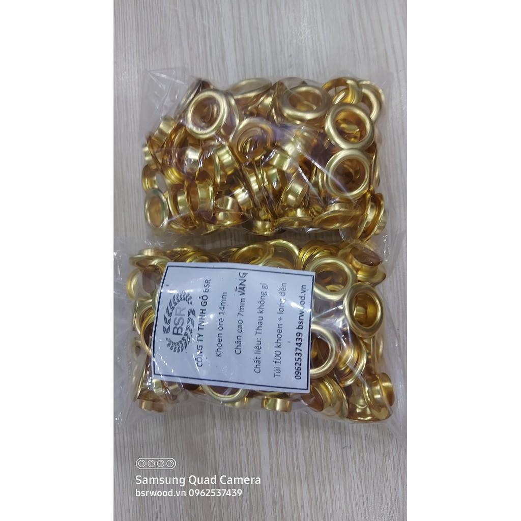 Khoen ore 14mm Khoen mắt cáo 14ly Thau không gỉ MÀU VÀNG Khuy mắt cáo bấm vải Túi 100 cái  Phụ liệu may mặc