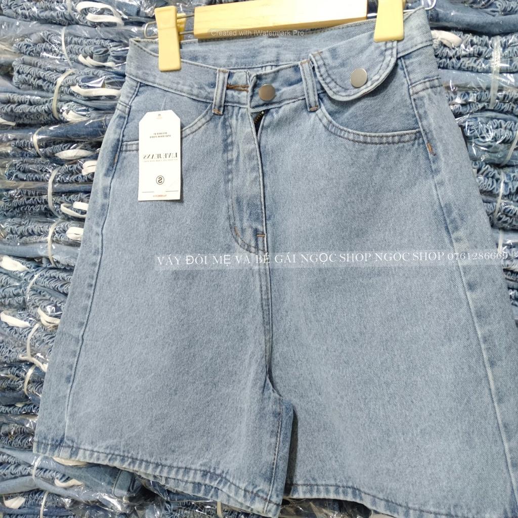 Quần short nữ jean ngố ống rộng lưng cao ulzang cao cấp chất jean cotton không co giãn