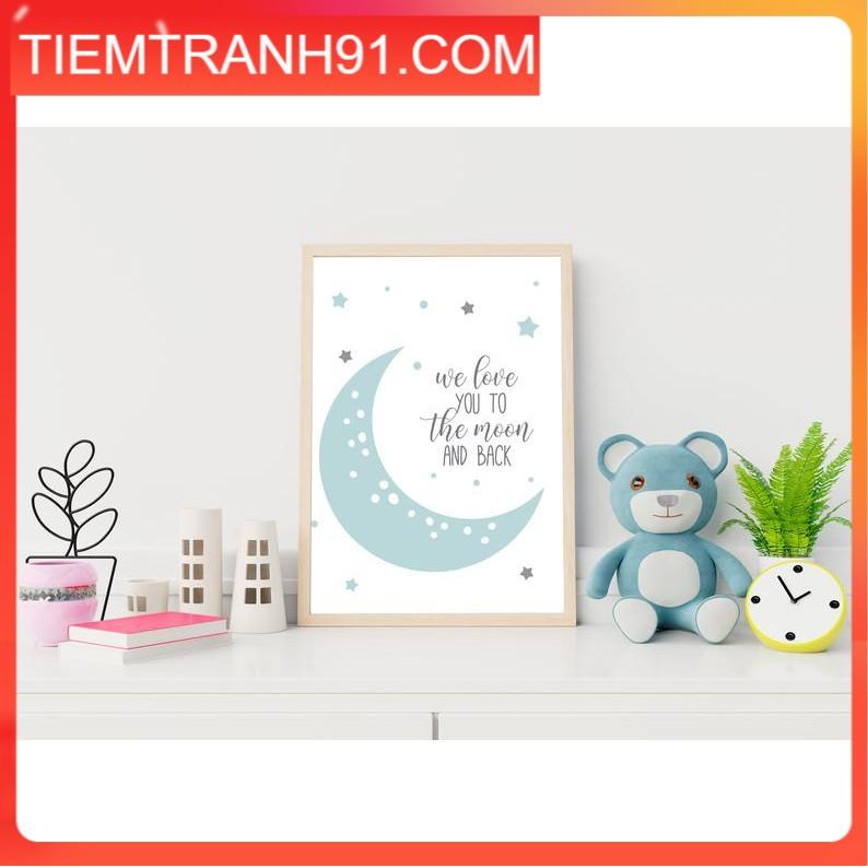 Tranh treo tường | Tranh cho bé-We Love You To The Moon 119 , tranh canvas giá rẻ