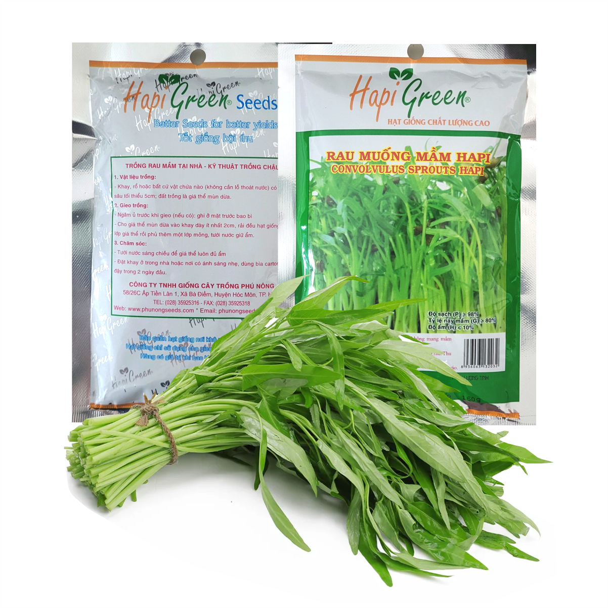 Hạt Giống Rau Muống Mầm HAPI Phú Nông Gói 160g