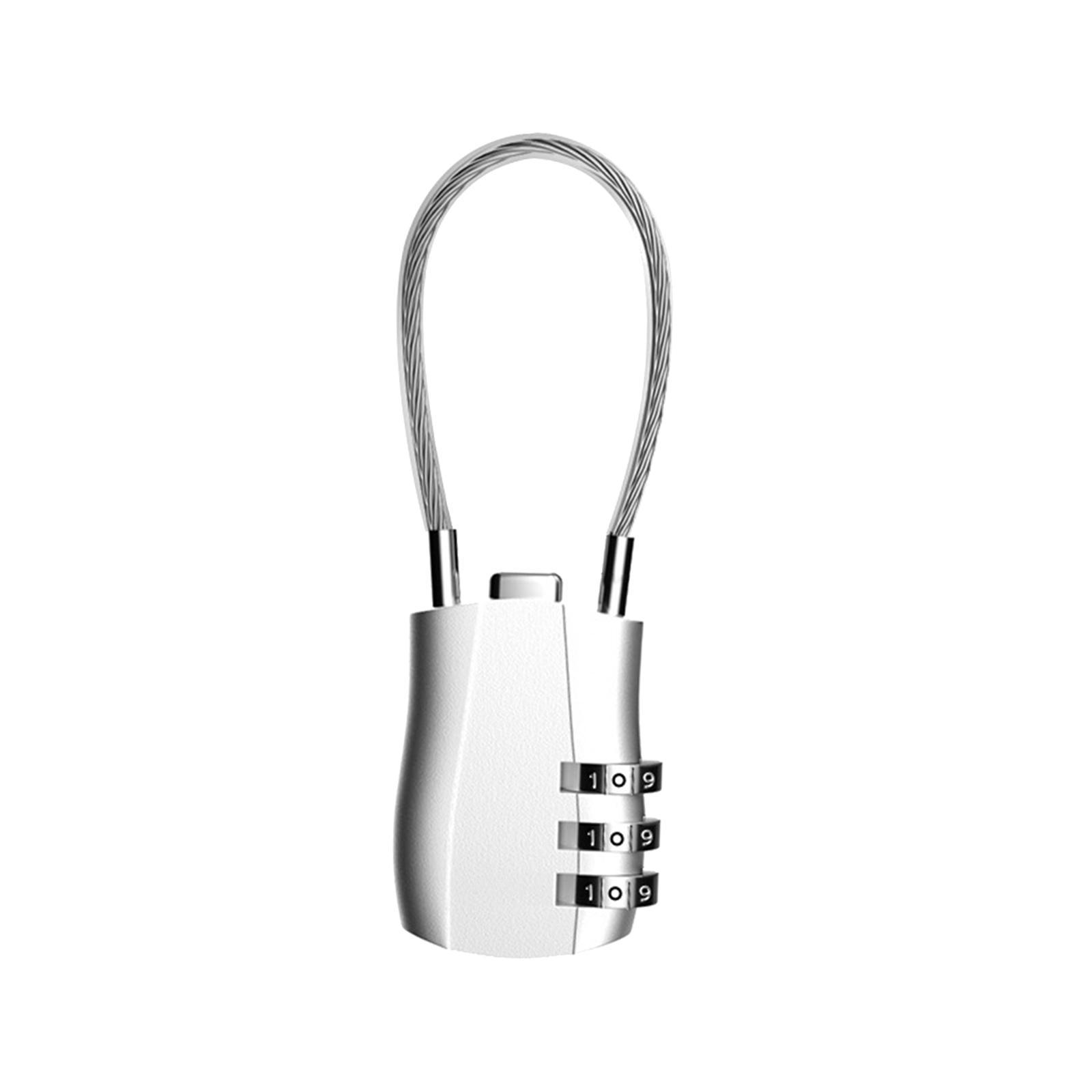 3 Digit Combination Lock Metal Cable Password Lock for Cabinets Bags Luggage